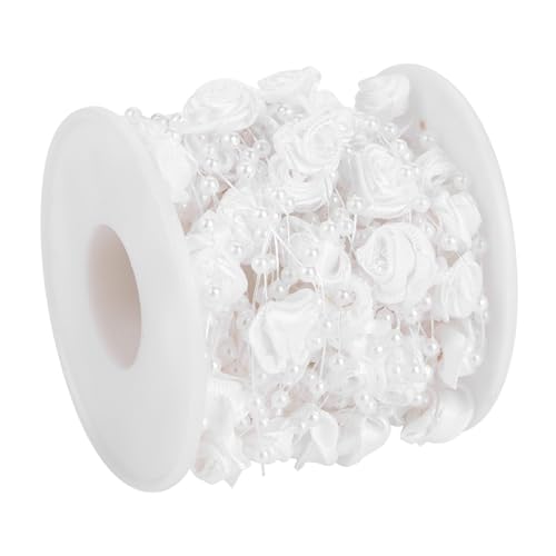 Dioche Elegante 10m Perle Girland -Drahtschnur für DIY -Hochzeitsdekorationen? Absahme Perlen für Rosenperlendesigns (WHITE) von Dioche