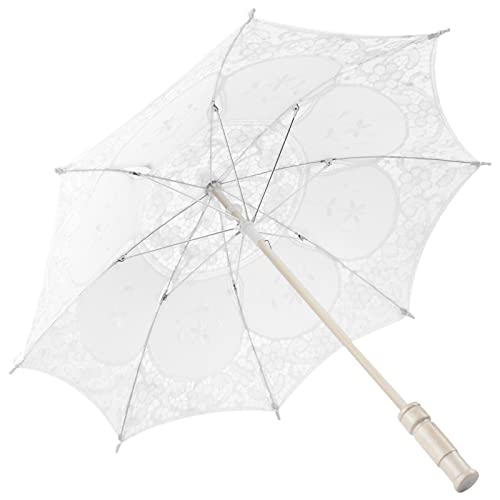 Dioche Kommunion Umbrellaee Sonnenschirm Spitze Regenschirm Hochzeit Braut Sonnenschirm Regenschirm für Mädchen Party Dekor Tanzen Fotografie Prop (Weiß) von Dioche