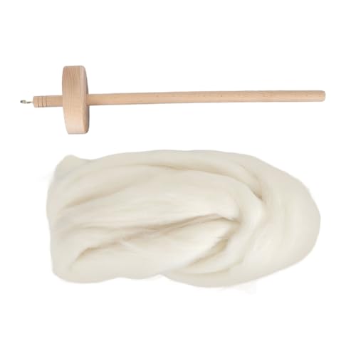 Holzstropfen -Spindel - Garn Spinn Kit für Anfänger mit Wolltop und Buchenholzspindel Zum Stricken und Häkelprojekten von Dioche