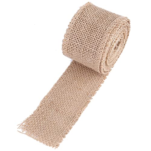 Sackleinen Rolle Natürliche Breit 5 cm/10cm/15cm Sackleinen Hessische Jute Band Rollen für DIY Handwerk Vintage Hochzeit Zuhause Dekorativer Weihnachtsfeier (Breite 5 cm, Länge 3 Meter) von Dioche