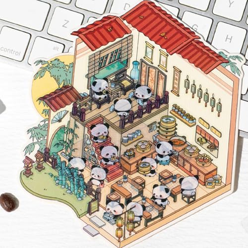 Dioeazh Miniatur-Szenen Aufkleber, Panda Haus Sticker, Black, Vintage, Creative, Polyethylenterephthalat, für Wände, Glas, Kunststoff, Indoor, Aufkleber, Sticker-Szene Dioeazh Miniatur-Szenen Aufkleber, Panda Haus Sticker, Black, Vintage, Creative, Polyethylenterephthalat, für Wände, Glas, Kunststoff, Indoor, Aufkleber, Sticker-Szene von Dioeazh