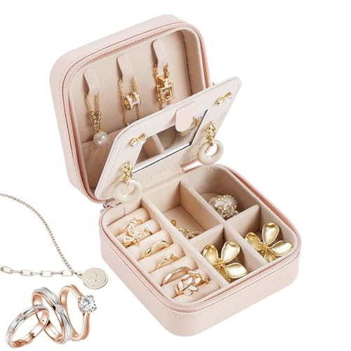 Dioeazh Schmuckkästchen Klein, Schmuckschatulle Für Mädchen, 2 Ebenen Schmuckbox Damen, Reise Schmuck Etui, Jewelry Organizer Leder, Für Ohrringe, Halsketten, Ringe, Hochzeit Geschenk von Dioeazh