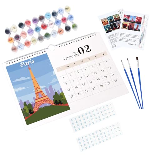 Kalender 2026, Malen Nach Zahlen Kalender 2026, Monatskalender mit Acrylfarbe, Multifunktionale Kunstmal-Sets, ästhetische Tischdekoration, Heimdekoration für Wohnzimmer, Arbeitszimmer, 33.7 x 21cm Kalender 2026, Malen Nach Zahlen Kalender 2026, Monatskalender mit Acrylfarbe, Multifunktionale Kunstmal-Sets, ästhetische Tischdekoration, Heimdekoration für Wohnzimmer, Arbeitszimmer, 33.7 x 21cm von Dioeazh