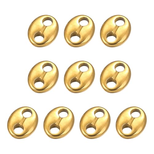 10 Stück Edelstahlperlen, Doppelloch, ovale Perlen-Metallverbinder für Halsketten, Armbänder, Schmuckherstellung von Diogeynu
