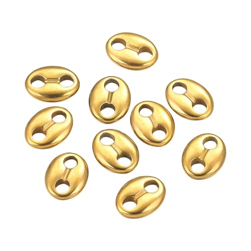 10 Stück Edelstahlperlen, Doppelloch, ovale Perlen-Metallverbinder für Halsketten, Armbänder, Schmuckherstellung von Diogeynu