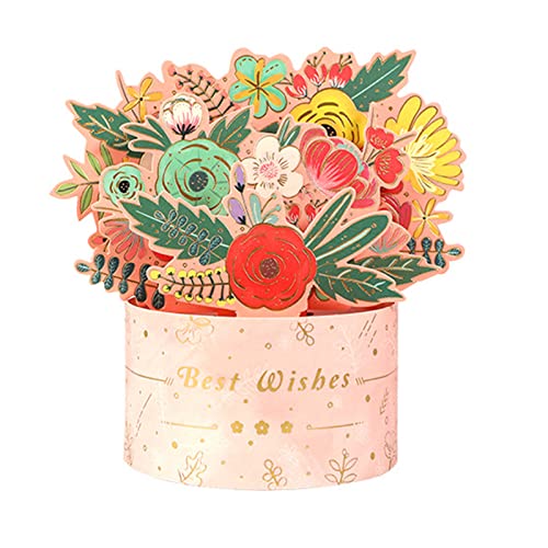 Dankeskarte mit buntem Blumenstrauß, 3D-Handarbeit, für Frauen, Mutter, Mutter, Ehefrau von Diogeynu