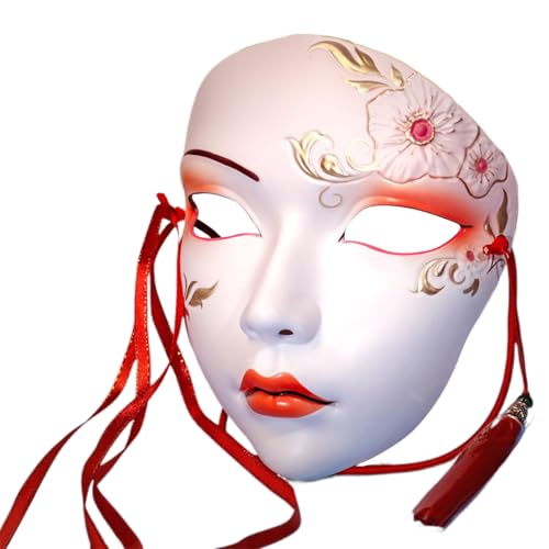 Diogeynu Maskerade Handbemaltes Vollgesichts-Maskerade-Kostüm-Zubehör für Frauen, Bühnenspiel-Mottopartys von Diogeynu
