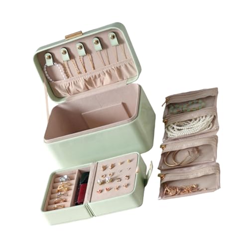 Diogeynu Schmuckkästchen mit mehreren Fächern, robustes PU-Leder, tragbare Tasche für Damen-Accessoires, Organisation, tragbare Schmuckschatulle Diogeynu Schmuckkästchen mit mehreren Fächern, robustes PU-Leder, tragbare Tasche für Damen-Accessoires, Organisation, tragbare Schmuckschatulle von Diogeynu