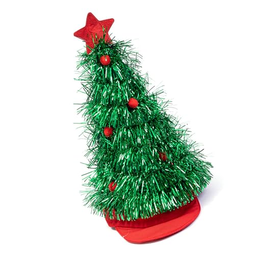 Diogeynu Weihnachtsparty-Accessoire, Weihnachtsbaum-förmiger Hut mit dekorativem Stern und Lametta, schimmernde Weihnachtsmütze für Erwachsene Diogeynu Weihnachtsparty-Accessoire, Weihnachtsbaum-förmiger Hut mit dekorativem Stern und Lametta, schimmernde Weihnachtsmütze für Erwachsene von Diogeynu
