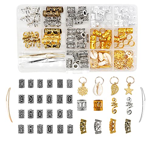 Dreadlock-Schmuck, Metallhaar-Manschetten, Ringe, Röhrenperlen für Muscheln, Stern, Schneeflocken, Anhänger, Charms, Dekoration, Dreadlock-Schmuck, Metall-Haarmanschetten, 112 Stück Dreadlock-Schmuck, Metallhaar-Manschetten, Ringe, Röhrenperlen für Muscheln, Stern, Schneeflocken, Anhänger, Charms, Dekoration, Dreadlock-Schmuck, Metall-Haarmanschetten, 112 Stück von Diogeynu