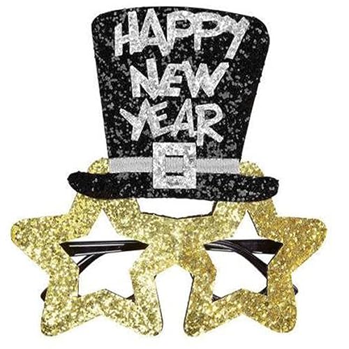 Happy New Year Brille für Kinder, Jungen, Mädchen, Studenten, Hapy Neujahr, Party, Kostüm, Zubehör, runder Rahmen, sternförmiger Rahmen, Cosplay-Brille für Männer und Frauen, Cosplay-Brille, runde Happy New Year Brille für Kinder, Jungen, Mädchen, Studenten, Hapy Neujahr, Party, Kostüm, Zubehör, runder Rahmen, sternförmiger Rahmen, Cosplay-Brille für Männer und Frauen, Cosplay-Brille, runde von Diogeynu