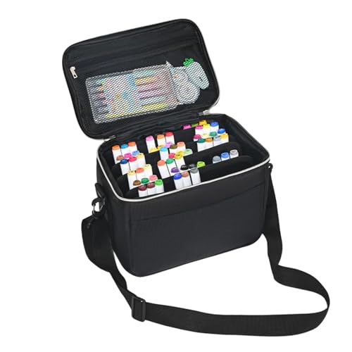 Tragetasche mit 120 Fächern, Tragetasche mit Schultergurt, multifunktional, hohe Kapazität, mehrschichtiger Marker-Halter, Etui, Kunstbedarf, Aufbewahrungstasche Tragetasche mit 120 Fächern, Tragetasche mit Schultergurt, multifunktional, hohe Kapazität, mehrschichtiger Marker-Halter, Etui, Kunstbedarf, Aufbewahrungstasche von Diogeynu