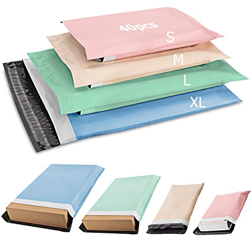 Dioxide 40pcs Versandbeutel, Bunte Versandtaschen, Wasserdichte Kuriertaschen Versandtaschen Warensendung Pakete für Versand den Versand von Kleidung, Kartons (4 Größen) von Dioxide