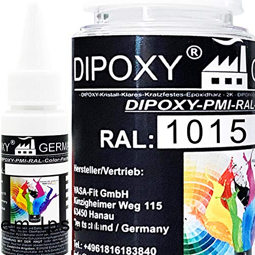 1000g Dipoxy-PMI-RAL 1015 HELLELFENBEIN Extrem hoch konzentrierte Basis Pigment Farbpaste Farbmittel für Epoxidharz, Polyesterharz, Polyurethan Systeme, Beton, Lacke, Flüssigfarbe Kunstharz Schmuck von Dipoxy