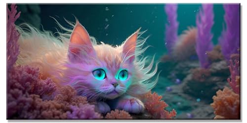 5D DIY Diamond Painting Kinder Katze Bastelset Erwachsene Basteln Mädchen 8 Jahre Tier Diamant Painting Bilder Full Drill Art Set Kristall Kreuzstich Leinwand Bilder Home Wand Decor 65x130cm y-1114 von Dirjuong