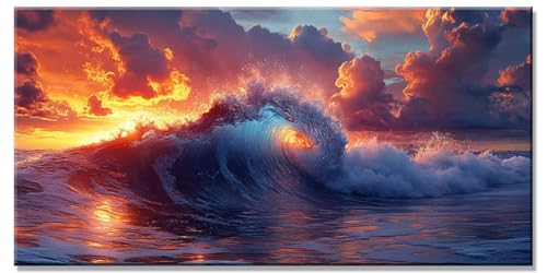 5D DIY Diamond Painting Kinder Sonnenuntergang Bastelset Erwachsene Basteln Mädchen 8 Jahre Wellen Diamant Painting Bilder Full Drill Art Set Kristall Kreuzstich Home Wand Decor 100x200cm y-1170 von Dirjuong