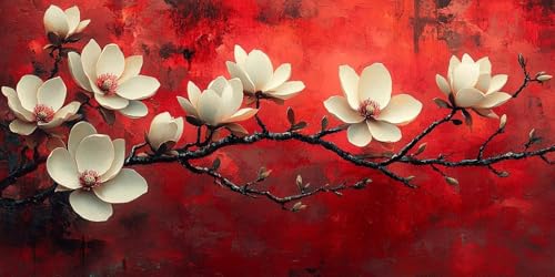 Blume Malen Nach Zahlen Erwachsene, DIY Malen Nach Zahlen Abstrakt Paint by Numbers Kinder, DIY Handgemalt Ölgemälde Kit für Anfänger Bastelset Erwachsene, Wohnzimmer Zimmer Wanddeko 20x40cm k-685 von Dirjuong