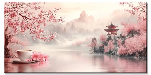 Landschaft Diamond Painting Erwachsene for Kinder mit Zubehör, Basteln Mädchen 8 Jahre Full Drill Diamant Painting Set Bilder Blume Diamanten Bastelset Groß xxl Kristall Kreuzstich 50x100cm y-1202 von Dirjuong