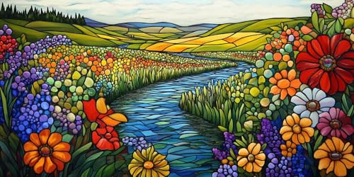 Malen Nach Zahlen Erwachsene, Abstrakt Malen Nach Zahlen Kinder, DIY Paint by Numbers Blume Knitterfreie Leinwand Bilder, Pinseln und Acrylfarbe, Für Wohnzimmer Wanddeko, (Rahmenlos) 35x70cm k-523 von Dirjuong
