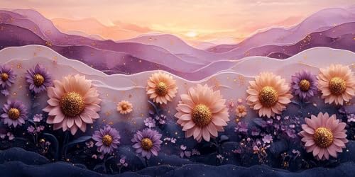 Malen Nach Zahlen Erwachsene, Abstrakt Malen Nach Zahlen Kinder, DIY Paint by Numbers Blume Knitterfreie Leinwand Bilder, Pinseln und Acrylfarbe, Für Wohnzimmer Wanddeko, (Rahmenlos) 70x140cm k-524 von Dirjuong