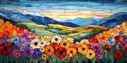 Malen Nach Zahlen Erwachsene, Abstrakt Malen Nach Zahlen Kinder, DIY Paint by Numbers Blume Knitterfreie Leinwand Bilder, Pinseln und Acrylfarbe, Für Wohnzimmer Wanddeko, (Rahmenlos) 70x140cm k-526 von Dirjuong