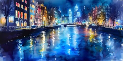 Malen Nach Zahlen Erwachsene, Abstrakt Malen Nach Zahlen Kinder, DIY Paint by Numbers Landschaft Knitterfreie Leinwand Bilder, Pinseln und Acrylfarbe, Für Deko Wohnzimmer, (Rahmenlos) 70x140cm k-519 von Dirjuong