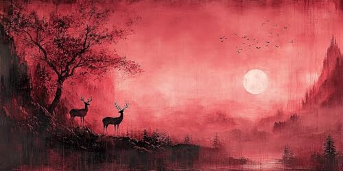 Malen Nach Zahlen Erwachsene, Abstrakt Malen Nach Zahlen Kinder, DIY Paint by Numbers Landschaft Knitterfreie Leinwand Bilder, Pinseln und Acrylfarbe, Wohnzimmer Wanddeko, (Rahmenlos) 35x70cm k-515 von Dirjuong