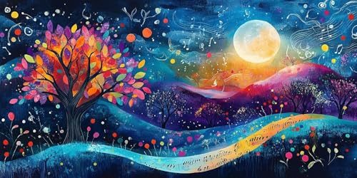 Malen Nach Zahlen Erwachsene, Abstrakt Malen Nach Zahlen Kinder, DIY Paint by Numbers Landschaft Knitterfreie Leinwand Bilder, Pinseln und Acrylfarbe, Wohnzimmer Wanddeko, (Rahmenlos) 35x70cm k-520 von Dirjuong