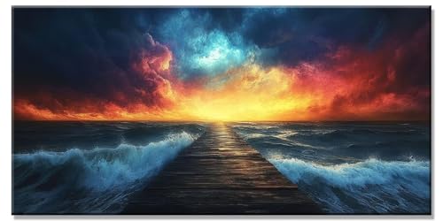 Sonnenuntergang Diamond Painting Erwachsene for Kinder mit Zubehör, Basteln Mädchen 8 Jahre Full Drill Diamant Painting Set Bilder Wellen Diamanten Bastelset Groß xxl Dimonds Stickerei 40x80cm y-1174 von Dirjuong
