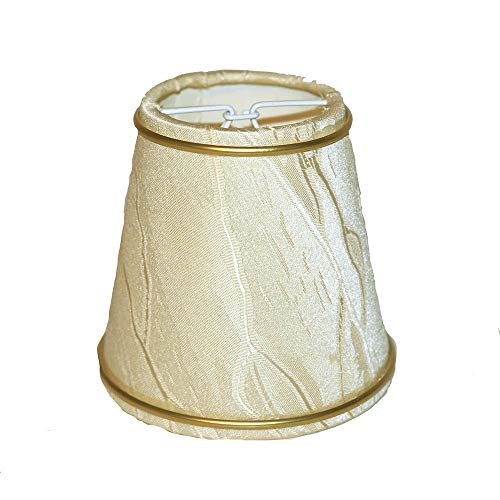 Lampenschirm Aufstecker Struktur Beige + Goldprofiel Kronleuchter klemmschirm von Dirk Davids Leuchten GmbH