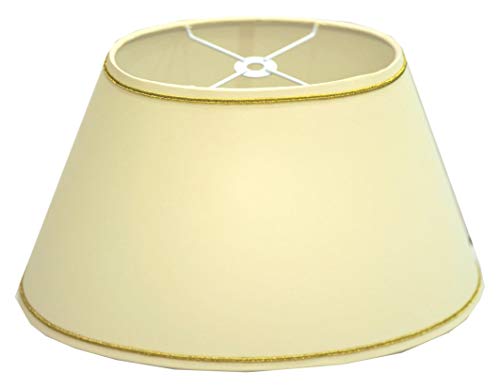Lampenschirm Oval Creme + Gold Soutaches 45-25-26 Nippel Loch 13mm Oben von Dirk Davids Leuchten GmbH