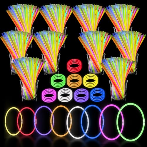 100 Stück Leuchtstäbe, Großpackung, 20,3 cm, Halloween-Leuchtstäbe für Kinder und Erwachsene, leuchtet im Dunkeln, Partyzubehör, leuchtende Halsketten, leuchtende Armbänder mit Steckern, mehrfarbig von Discanou