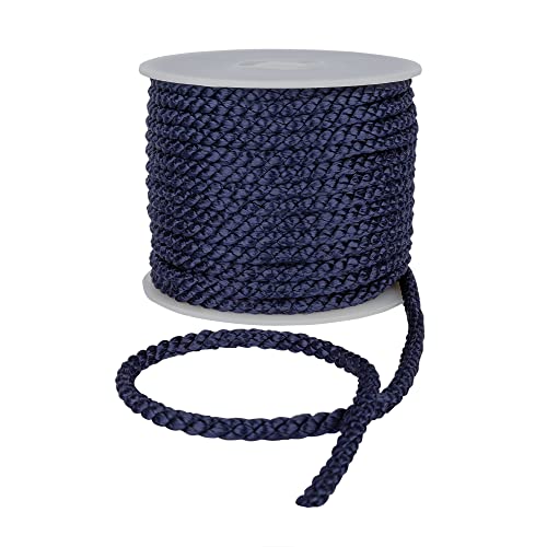 Kreppkordel – 6 mm Premium-Baumwollseil, starke Makramee-Schnur für Bastelprojekte, Paspelschnur für Kissen, Nylon-Kordelzug, strapazierfähiges und Mehrzweck-Baumwoll-Nylon, starke Schnur (Marineblau, von Discount Fabrics LTD