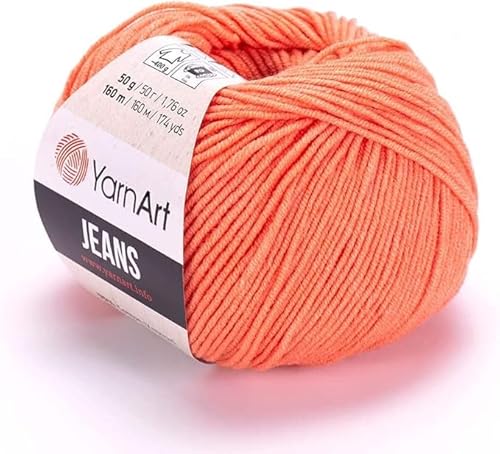 Yarn Art Jeans - Premium Baumwollgarn zum Häkeln & Stricken - Vielzahl von Farben - Ideal für Doppelstricken, Kammgewicht, Baby-Projekte, T-Shirt-Garn & mehr, Farbe 23, 1 Packung Yarn Art Jeans - Premium Baumwollgarn zum Häkeln & Stricken - Vielzahl von Farben - Ideal für Doppelstricken, Kammgewicht, Baby-Projekte, T-Shirt-Garn & mehr, Farbe 23, 1 Packung von Discount Fabrics LTD