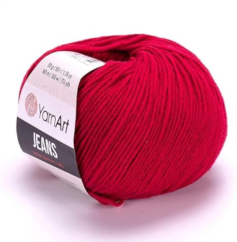 Yarn Art Jeans - Premium Baumwollgarn zum Häkeln & Stricken - Vielzahl von Farben - Ideal für Doppelstricken, Kammgewicht, Baby-Projekte, T-Shirt-Garn & mehr, Farbe 51, 1 Packung Yarn Art Jeans - Premium Baumwollgarn zum Häkeln & Stricken - Vielzahl von Farben - Ideal für Doppelstricken, Kammgewicht, Baby-Projekte, T-Shirt-Garn & mehr, Farbe 51, 1 Packung von Discount Fabrics LTD