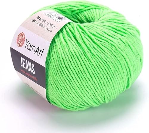 Yarn Art Jeans - Premium Baumwollgarn zum Häkeln & Stricken - Vielzahl von Farben - Ideal für Doppelstricken, Kammgewicht, Baby-Projekte, T-Shirt-Garn & mehr, Farbe 60, 1 Packung von Discount Fabrics LTD