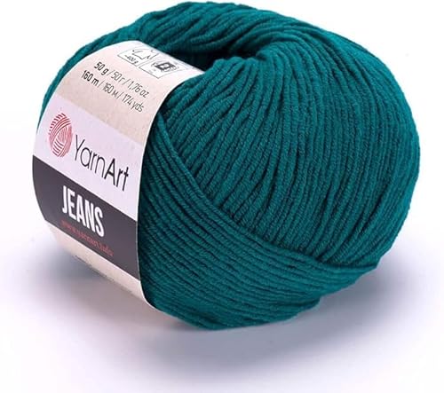 Yarn Art Jeans - Premium Baumwollgarn zum Häkeln & Stricken - Vielzahl von Farben - Ideal für Doppelstricken, Kammgewicht, Baby-Projekte, T-Shirt-Garn & mehr, Farbe 63, 1 Packung Yarn Art Jeans - Premium Baumwollgarn zum Häkeln & Stricken - Vielzahl von Farben - Ideal für Doppelstricken, Kammgewicht, Baby-Projekte, T-Shirt-Garn & mehr, Farbe 63, 1 Packung von Discount Fabrics LTD