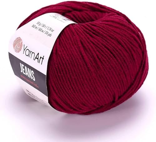 Yarn Art Jeans - Premium Baumwollgarn zum Häkeln & Stricken - Vielzahl von Farben - Ideal für Doppelstricken, Kammgewicht, Baby-Projekte, T-Shirt-Garn & mehr, Farbe 66, 1 Packung von Discount Fabrics LTD