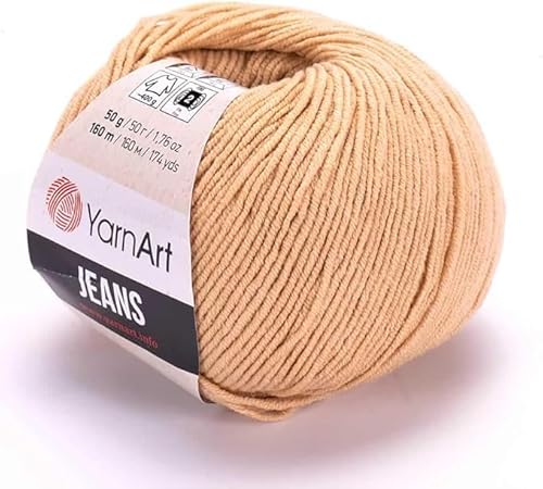 Yarn Art Jeans - Premium Baumwollgarn zum Häkeln & Stricken - Vielzahl von Farben - Ideal für Doppelstricken, Kammgewicht, Baby-Projekte, T-Shirt-Garn & mehr, Farbe 7, 1 Packung Yarn Art Jeans - Premium Baumwollgarn zum Häkeln & Stricken - Vielzahl von Farben - Ideal für Doppelstricken, Kammgewicht, Baby-Projekte, T-Shirt-Garn & mehr, Farbe 7, 1 Packung von Discount Fabrics LTD