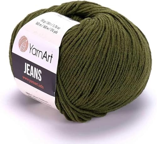 Yarn Art Jeans - Premium Baumwollgarn zum Häkeln & Stricken - Vielzahl von Farben - Ideal für Doppelstricken, Kammgewicht, Baby-Projekte, T-Shirt-Garn & mehr, Farbe 82, 1 Packung von Discount Fabrics LTD