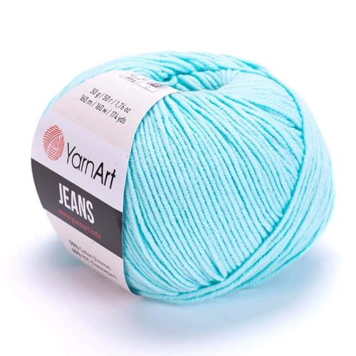 Yarn Art Jeans - Premium Baumwollgarn zum Häkeln & Stricken - Vielzahl von Farben - Ideal für Doppelstricken, Kammgewicht, Baby-Projekte, T-Shirt-Garn & mehr - Markenqualität von Lion Yarn Art Jeans - Premium Baumwollgarn zum Häkeln & Stricken - Vielzahl von Farben - Ideal für Doppelstricken, Kammgewicht, Baby-Projekte, T-Shirt-Garn & mehr - Markenqualität von Lion von Discount Fabrics LTD