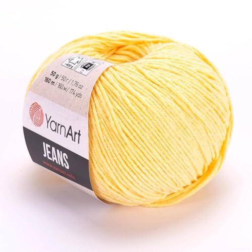 Yarn Art Jeans - Premium Baumwollgarn zum Häkeln & Stricken - Vielzahl von Farben - Ideal für Doppelstricken, Kammgewicht, Baby-Projekte, T-Shirt-Garn & mehr - Markenqualität von Lion Yarn Art Jeans - Premium Baumwollgarn zum Häkeln & Stricken - Vielzahl von Farben - Ideal für Doppelstricken, Kammgewicht, Baby-Projekte, T-Shirt-Garn & mehr - Markenqualität von Lion von Discount Fabrics LTD