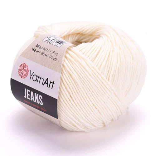 Yarn Art Jeans - Premium Baumwollgarn zum Häkeln & Stricken - Vielzahl von Farben - Ideal für Doppelstricken, Kammgewicht, Baby-Projekte, T-Shirt-Garn & mehr - Markenqualität von Lion Yarn Art Jeans - Premium Baumwollgarn zum Häkeln & Stricken - Vielzahl von Farben - Ideal für Doppelstricken, Kammgewicht, Baby-Projekte, T-Shirt-Garn & mehr - Markenqualität von Lion von Discount Fabrics LTD