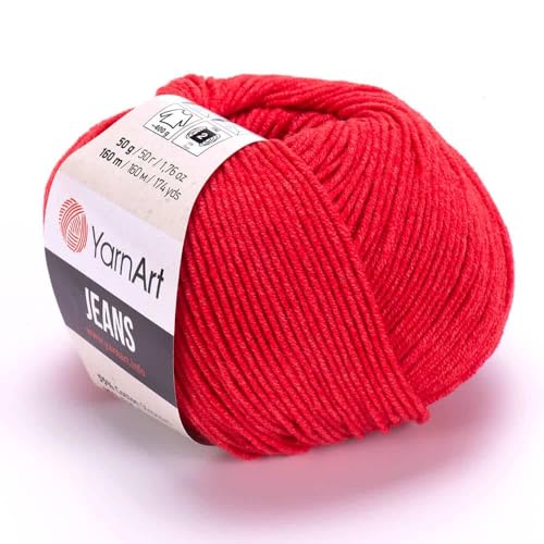 Yarn Art Jeans - Premium Baumwollgarn zum Häkeln & Stricken - Vielzahl von Farben - Ideal für Doppelstricken, Kammgewicht, Baby-Projekte, T-Shirt-Garn & mehr - Markenqualität von Lion Yarn Art Jeans - Premium Baumwollgarn zum Häkeln & Stricken - Vielzahl von Farben - Ideal für Doppelstricken, Kammgewicht, Baby-Projekte, T-Shirt-Garn & mehr - Markenqualität von Lion von Discount Fabrics LTD