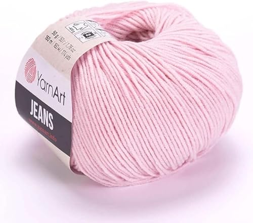 Yarn Art Jeans – Premium Baumwollgarn zum Häkeln & Stricken – Vielzahl von Farben – ideal für Doppelstricken, Kammgewicht, Baby-Projekte, T-Shirt-Garn & mehr, Farbe 18, 1 Packung von Discount Fabrics LTD