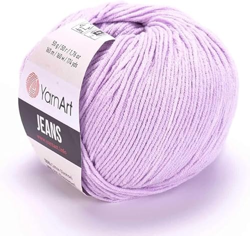 Yarn Art Jeans – Premium Baumwollgarn zum Häkeln & Stricken – Vielzahl von Farben – ideal für Doppelstricken, Kammgewicht, Baby-Projekte, T-Shirt-Garn & mehr, Farbe 19, 1 Packung von Discount Fabrics LTD