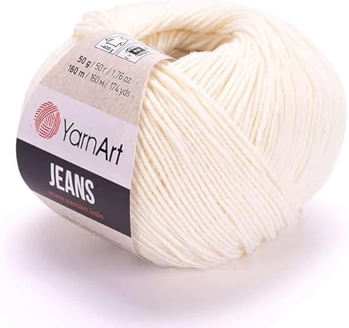 Yarn Art Jeans – Premium Baumwollgarn zum Häkeln & Stricken – Vielzahl von Farben – ideal für Doppelstricken, Kammgewicht, Baby-Projekte, T-Shirt-Garn & mehr, Farbe 3, 1 Packung Yarn Art Jeans – Premium Baumwollgarn zum Häkeln & Stricken – Vielzahl von Farben – ideal für Doppelstricken, Kammgewicht, Baby-Projekte, T-Shirt-Garn & mehr, Farbe 3, 1 Packung von Discount Fabrics LTD
