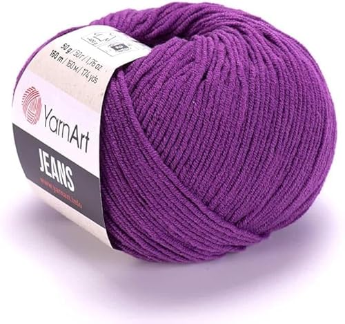 Yarn Art Jeans – Premium Baumwollgarn zum Häkeln & Stricken – Vielzahl von Farben – ideal für Doppelstricken, Kammgewicht, Baby-Projekte, T-Shirt-Garn & mehr, Farbe 50, 1 Packung von Discount Fabrics LTD