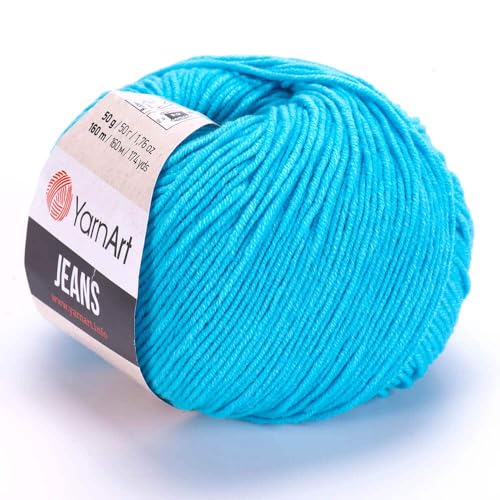 Yarn Art Jeans – Premium-Baumwollgarn zum Häkeln & Stricken – Vielzahl von Farben – ideal für Doppelstricken, Kammgewicht, Baby-Projekte, T-Shirt-Garn und mehr – Farbe – 33 Stück – 5 Stück Yarn Art Jeans – Premium-Baumwollgarn zum Häkeln & Stricken – Vielzahl von Farben – ideal für Doppelstricken, Kammgewicht, Baby-Projekte, T-Shirt-Garn und mehr – Farbe – 33 Stück – 5 Stück von Discount Fabrics LTD