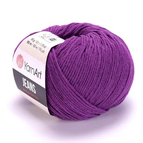 Yarn Art Jeans – Premium-Baumwollgarn zum Häkeln & Stricken – Vielzahl von Farben – ideal für Doppelstricken, Kammgewicht, Baby-Projekte, T-Shirt-Garn und mehr Farbe – 50 Stück – 5er-Pack von Discount Fabrics LTD